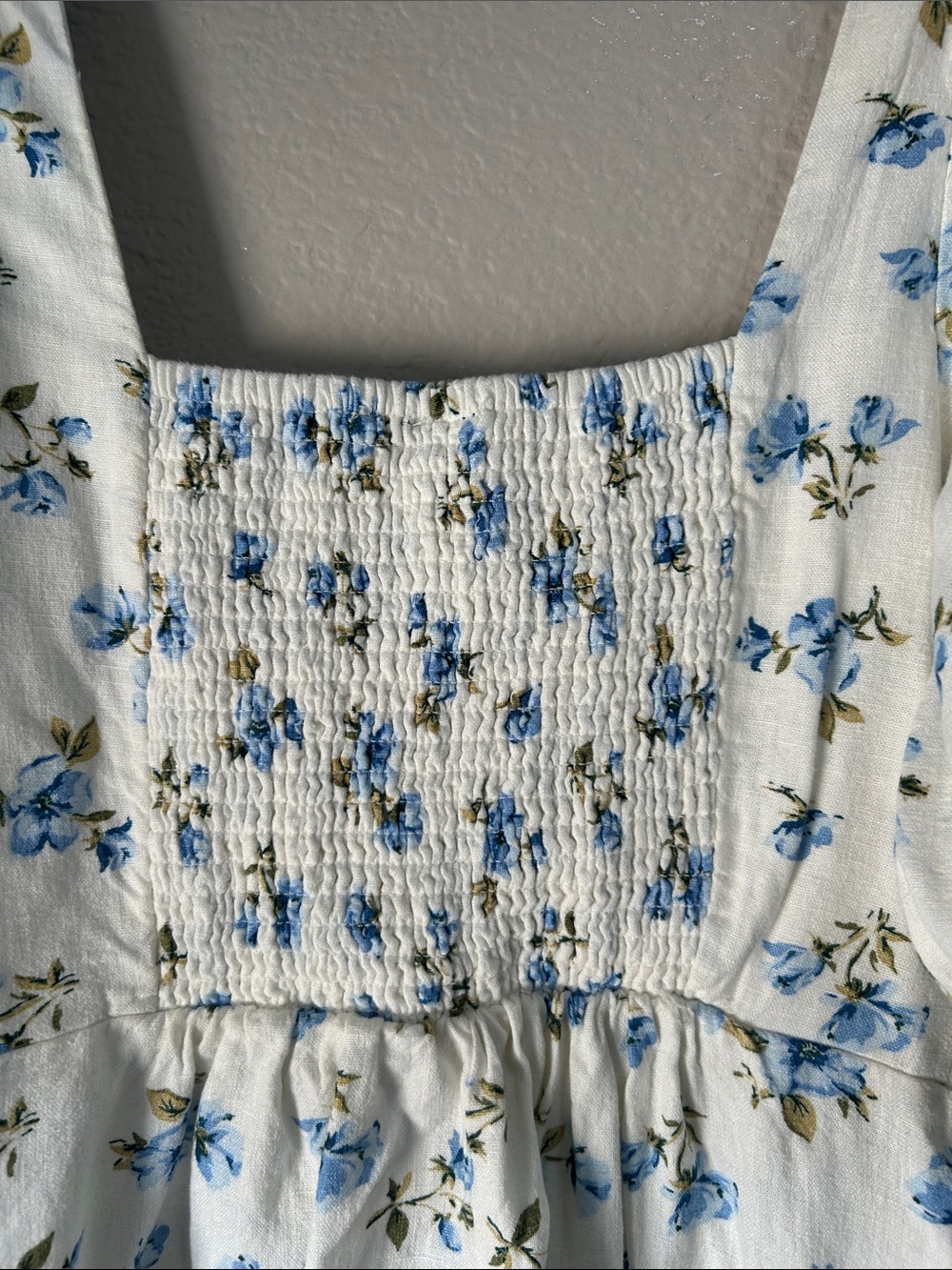 Old Navy White Mini Dress with Blue Floral Print Button Down Sz XS Summer Casual - Picture 9 of 9